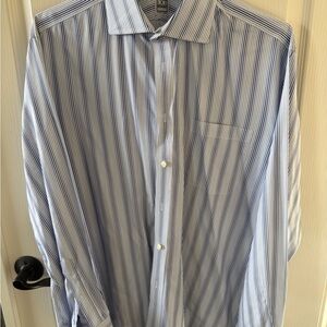 Ike Behar Blue and White Striped Men's Shirt